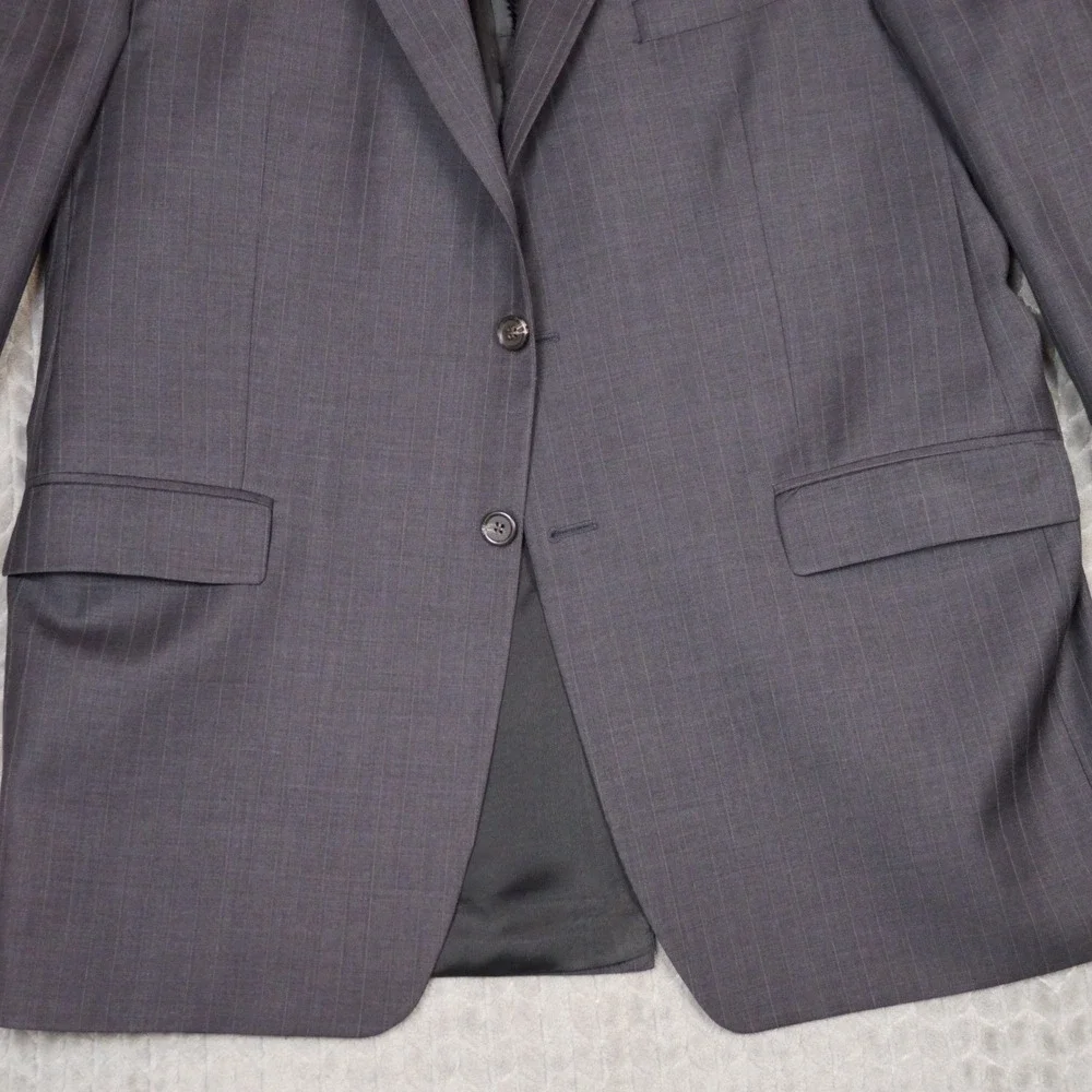 Lauren Ralph Lauren Blazer Mens 46L Gray Pinstripe Sport Coat Wool Blend